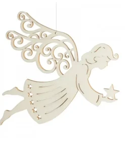 Ange De Noël A Suspendre En Feuille D'Erable, 14 Cm