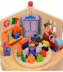 Boite A Musique En Bois, Maman Et Ses 2 Enfants