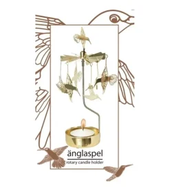 Bougeoir Carrousel Colibri En Metal Dore