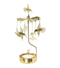Bougeoir Carrousel Colibri En Metal Dore