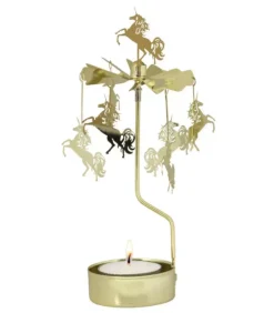 Bougeoir Carrousel Licornes Dorees