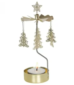 Bougeoir Carrousel Sapins De Noël Dores