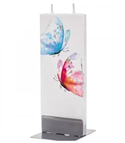 Bougie Décorative Papillons Bleu Et Rouge