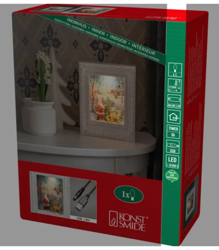 Cadre Photo Lumineux Père Noël Avec Animaux