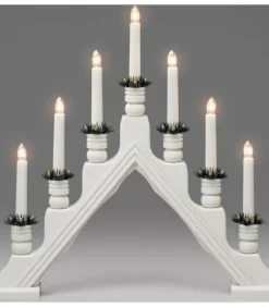 Chandelier Blanc À 7 Branches, Bougies Electriques