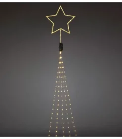 Cime Sapin De Noël, Voile Guirlande Avec Etoile Doree, 274 Diodes Led