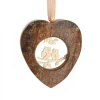 Coeur En Bois A Suspendre Motif Cisele Hiboux, 6 Cm