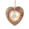 Coeur En Bois A Suspendre Motif Cisele Hiboux, 7 Cm