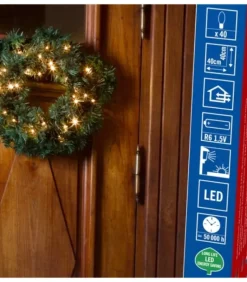 Couronne De Noël Lumineuse Sapin, 45 Cm