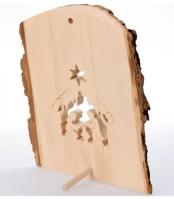 Crèche A Poser En Ecorce De Bois, 18 Cm