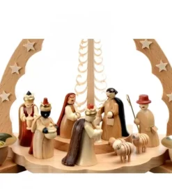 Crèche De Noël En Bois Avec Bougeoir 18 Cm