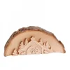 Crèche De Noël En Relief, Taillee Dans Un Rondin De Bois, 20 Cm