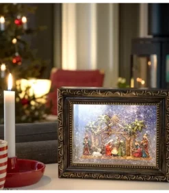 Crèche De Noël Lumineuse, Effet Neige