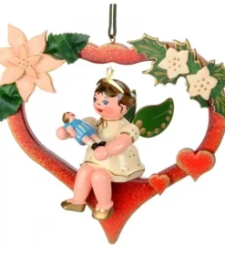 Décoration Sapin De Noël, Ange Dans Un Coeur Rouge