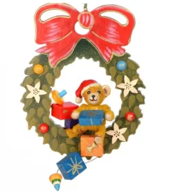 Décoration Sapin De Noël Vintage, Ourson Dans Couronne
