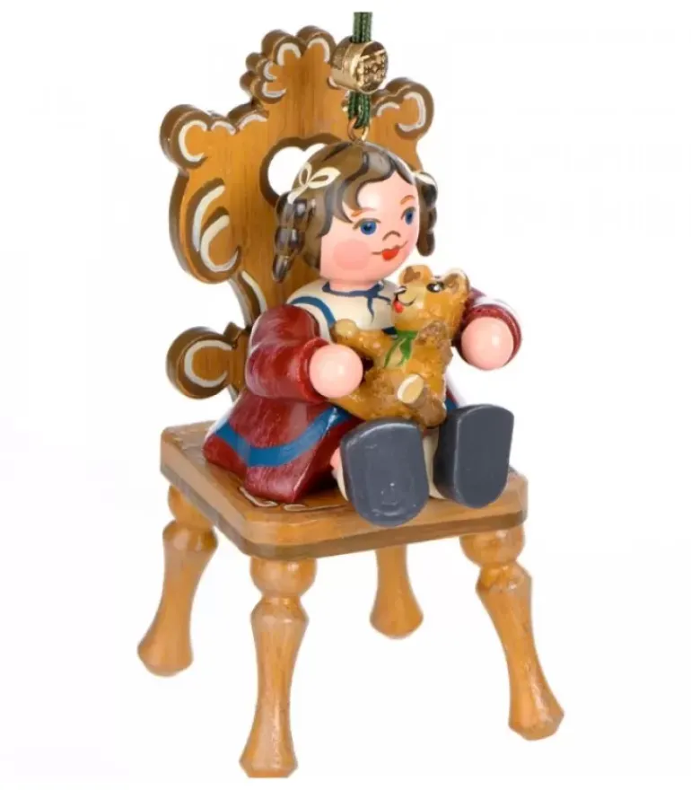 Décoration Sapin De Noël Vintage, Figurine Fillette Et Ourson