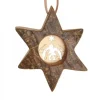 Etoile En Bois, Motif Cisele Crèche, 7 Cm