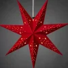 Etoile Lumineuse 7 Branches En Papier Velours Rouge A Suspendre, 60 Cm