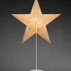 Etoile Lumineuse Electrique 5 Branches En Papier, Blanche, Sur Pied Blanc, 46 Cm