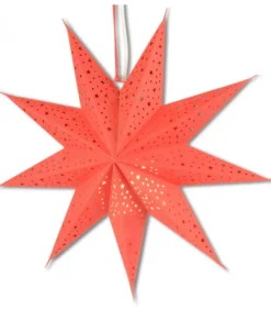 Etoile Lumineuse Rouge En Papier A Suspendre, 45 Cm