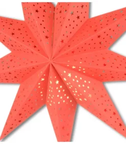 Etoile Lumineuse Rouge En Papier A Suspendre, 45 Cm