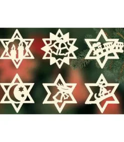 Etoiles En Bois, Déco Sapin De Noël, 6 Motifs Differents - N° 11