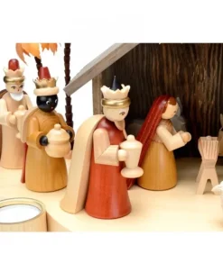 Grande Crèche De Noël En Bois Avec Personnages