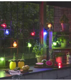 Guirlande Lumineuse De Terrasse 10 M Extensible, 10 Ampoules Multicolores