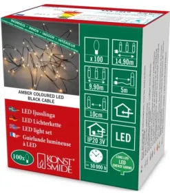 Guirlande Lumineuse Led Effet Gouttes, 100 Diodes Ambrees, Fil Noir