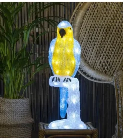 Perroquet Lumineux 50 Cm En Acrylique, 48 Diodes Blanc Chaud