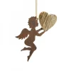 Petit Ange En Metal A Suspendre Et Coeur En Bois