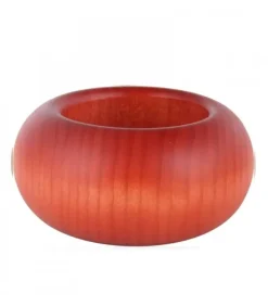 Petit Bougeoir En Bois Couleur Lasure, 7 Cm