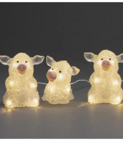 Petits Cochons Lumineux En Acrylique Led 12,5 Cm, Lot De 5