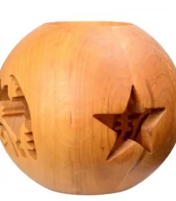 Photophore En Bois, Forme Spherique, Motif Crèche