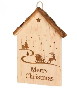 Plaque De Porte En Bois A Suspendre "Merry Christmas"