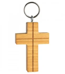 Porte Cle Croix En Bois De Cerisier Avec Croix, 5 Cm