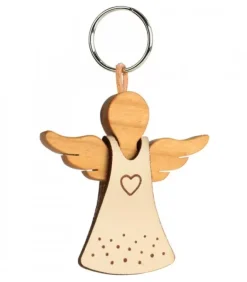 Porte-Cle Ange Avec Coeur Et Robe En Cuir N°1, 5,5 Cm