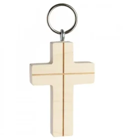Porte-Clés Croix En Bois Avec Croix, 5 Cm