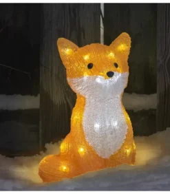 Renard Lumineux A Led En Acrylique, 27 Cm