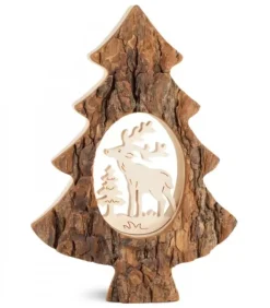 Sapin En Bois Avec Cerf Cisele, 18,5 Cm