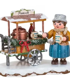 Village De Noël Miniature, Vendeuse De Vin Chaud