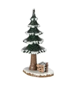 Village De Noël Miniature, Sapin Et Tas De Bois